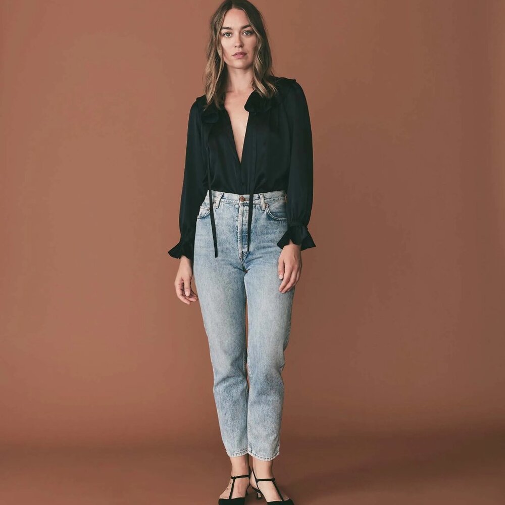 NWT Dôen Solange Top in navy silk